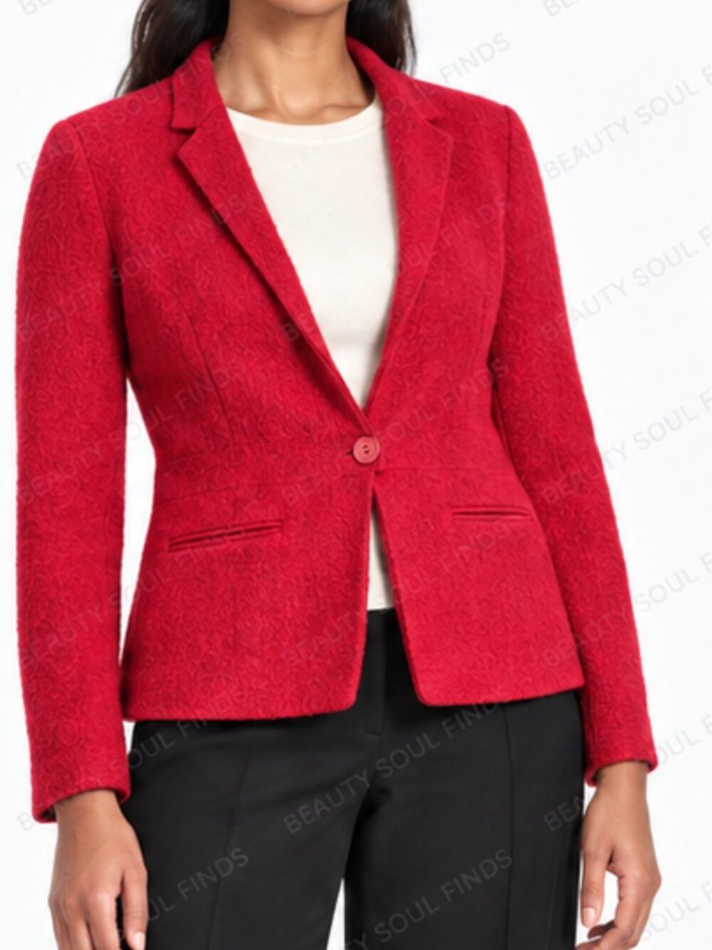 Talbots Petites Red 100% Wool One Button Blazer Jacket Size Medium Petite